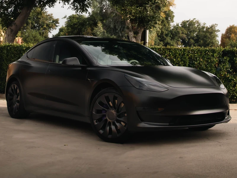 Tesla with matte paint protection film installed by DYNFX in Livonia, MI