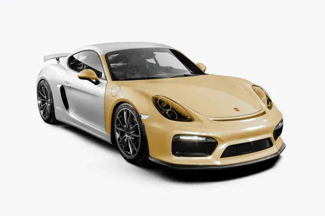 Porsche with DYNFX gold paint protection film on full front coverage